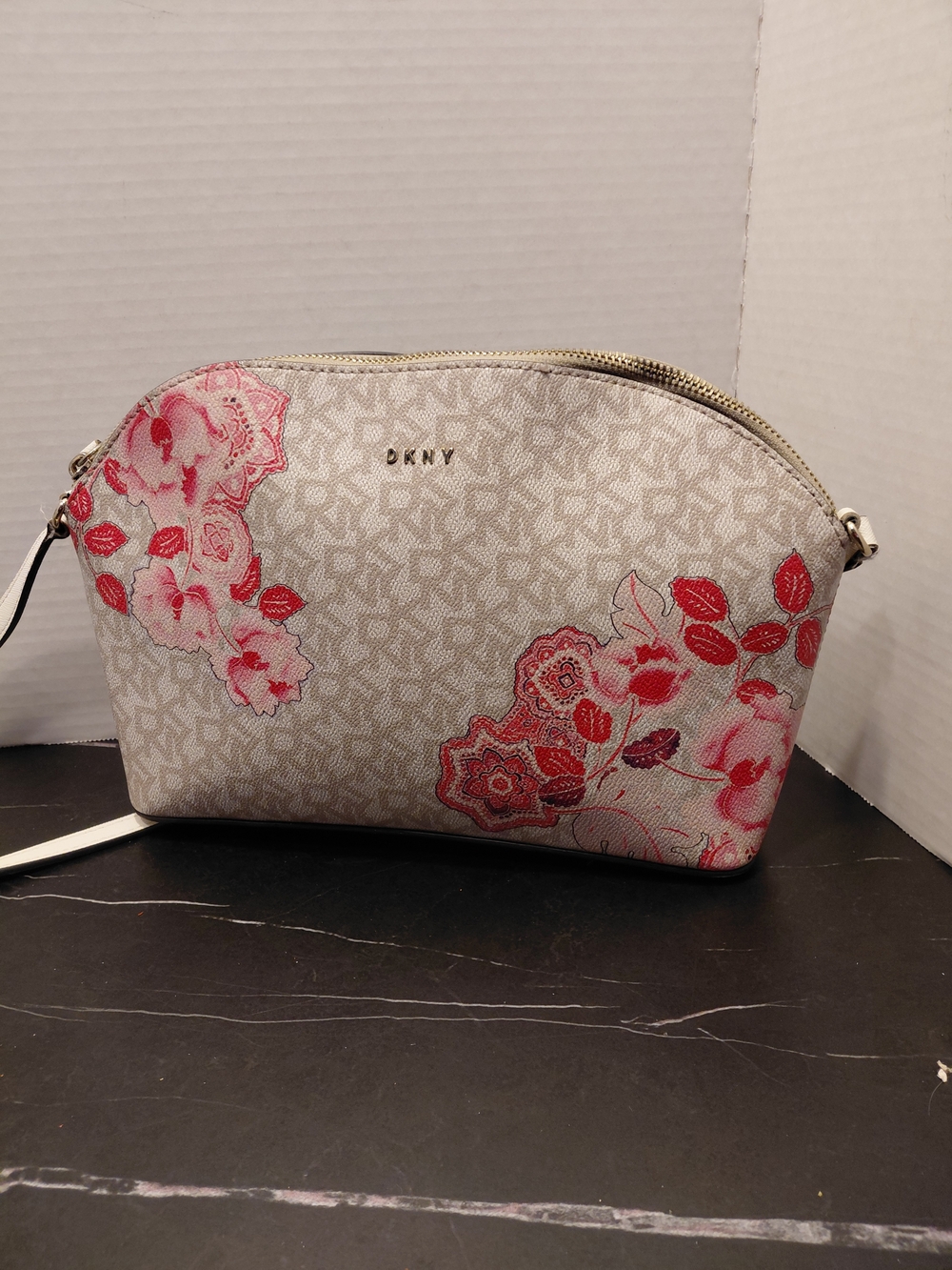 DKNY Pink Floral Logo Crossbody Bag